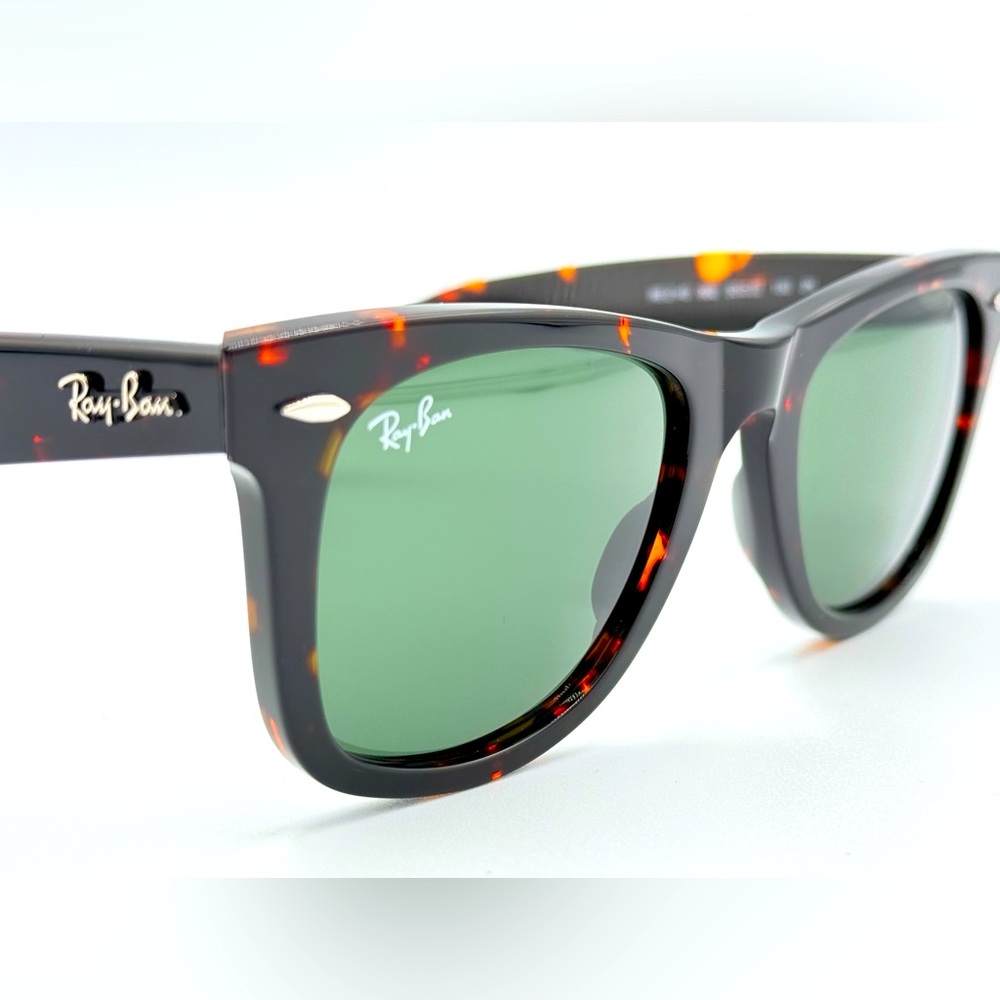 Ray-Ban Classic Sunglasses Wayfarer RB2140 50mm Tortoise w/ Green G15 Lens - Picture 5 of 9